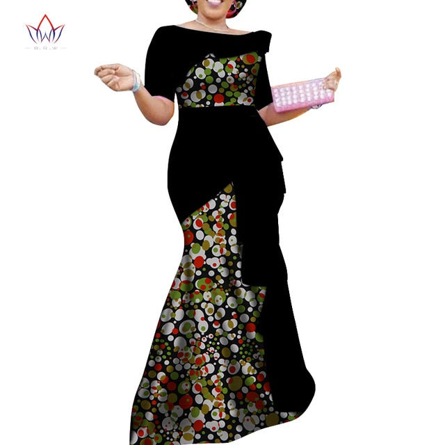 Vestidos African Dresses for Women 2019 Dashiki Elegant Party Dress Plus Size Srapless Traditional African Clothing WY4152