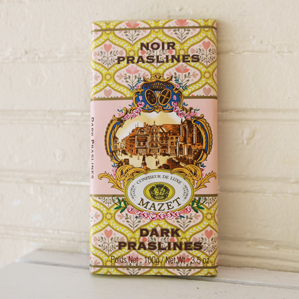 Mazet Dark Chocolate Praslines Bar (Noir Praslines) - La Riviere Confiserie