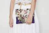 Floral Unique Leather Accents Clutch