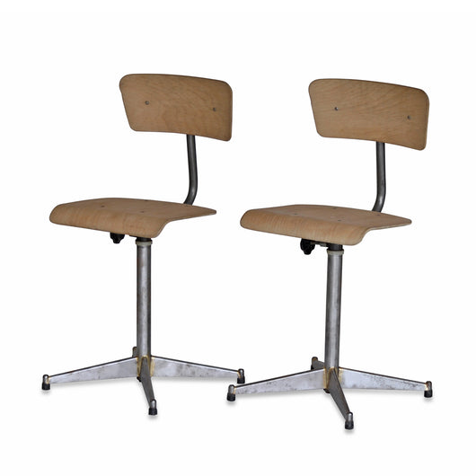 Pair Of Wood And Metal Chairs