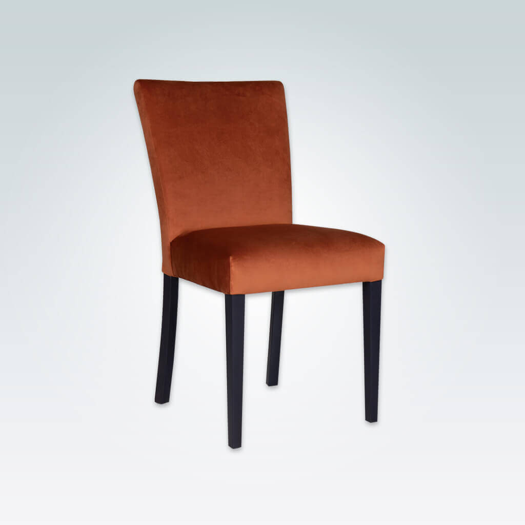Dante Velvet Dining Chair Fully Upholstered with Dark Tapered Wooden Legs 3024 RC1