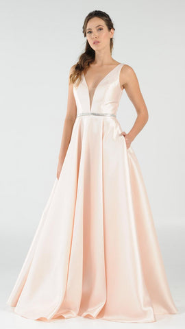 Dusty Rose Long Prom Dress Halter Cut Out Back with Slit