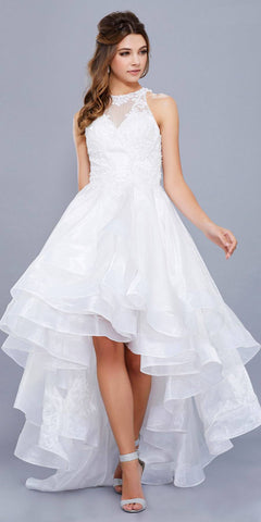 Starbox USA 6197 - Strapless Formal White Evening Dress Chiffon A Line