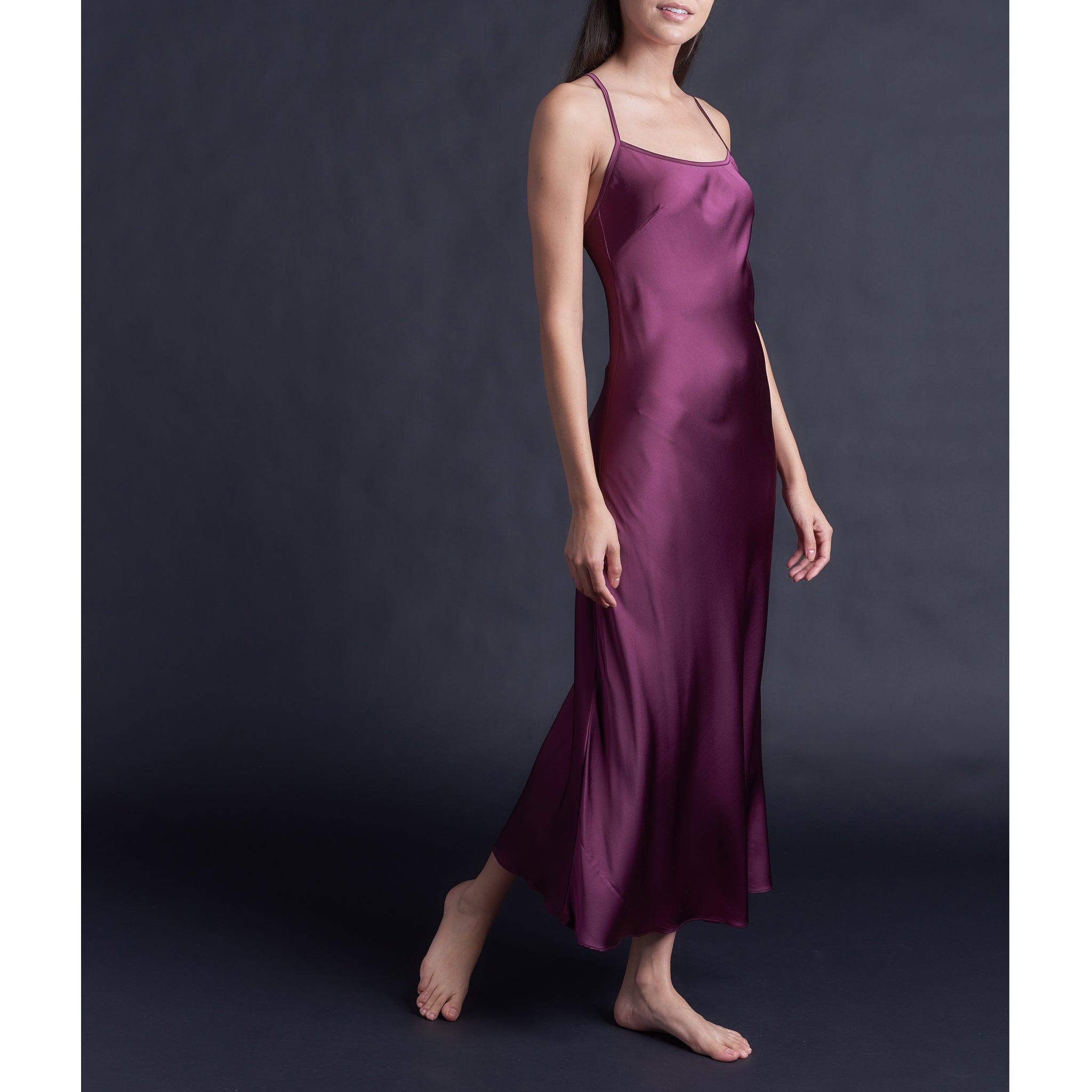 Juno Slip in Garnet Stretch Silk Charmeuse