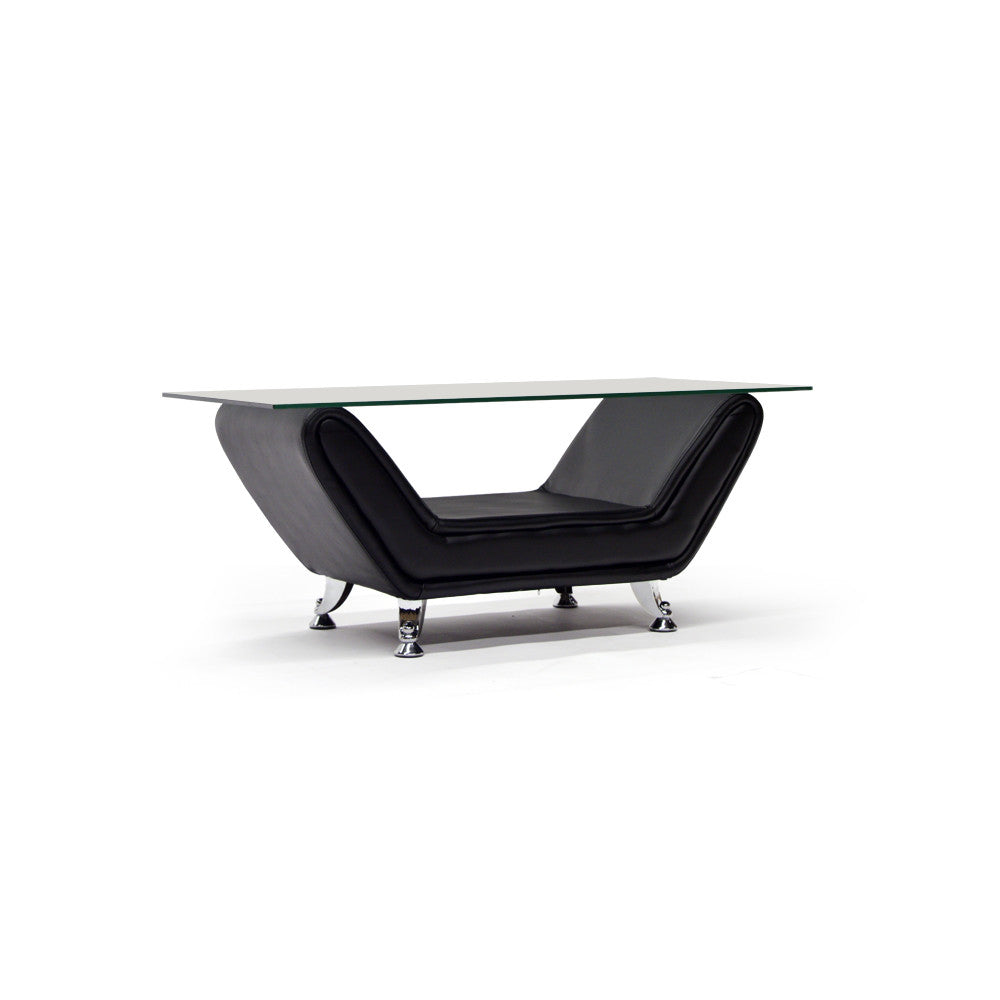 Black Bonded Leather Coffee Table - 8021 Black