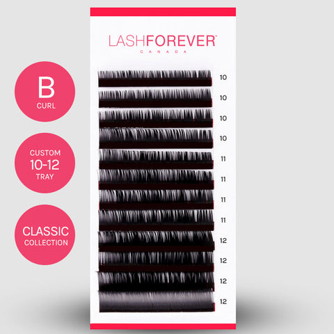 CLASSIC LASH EXTENSIONS - B CURL - CUSTOM MIXED - 10-12MM