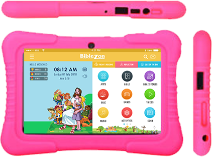 Biblezon Kids Tablet (Ages 4 - 12). The Ultimate tablet for Christian kids. Preloaded with over 150 Christian apps, books, videos, games & an appstore to download additional content. SHIPS 03/29/2019