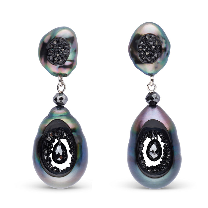 Tahitian Grotto Black Diamond Earrings