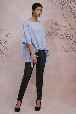 High neck Sand Dust Linen Cropped Top