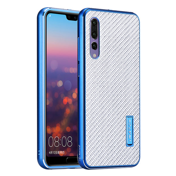 iMatch Luxury Aluminum Metal Bumper Genuine Carbon Fiber Back Cover Case