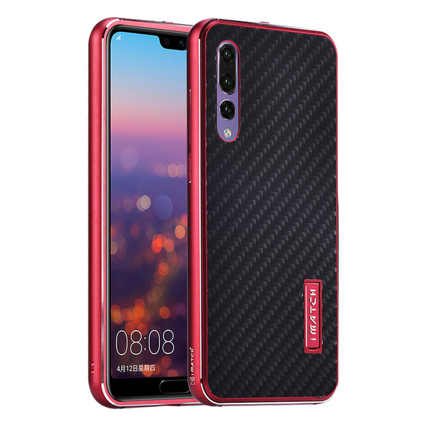 iMatch Luxury Aluminum Metal Bumper Genuine Carbon Fiber Back Cover Case
