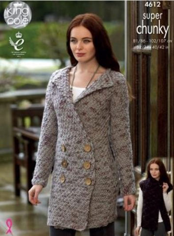 Coatigan, Cardigan and Gilet in King Cole Super Chunky Twist - Big Value (4612)