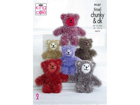 Tinsel Teddies in King Cole Tinsel Chunky and Dollymix DK (9107)