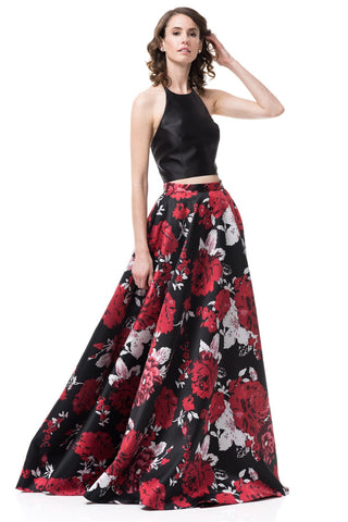 Red Two piece Floral Prom Dress BC#an06