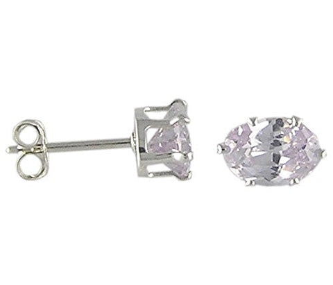6x8 mm Oval Lavender Cubic Zirconia .925 Sterling Silver Earrings
