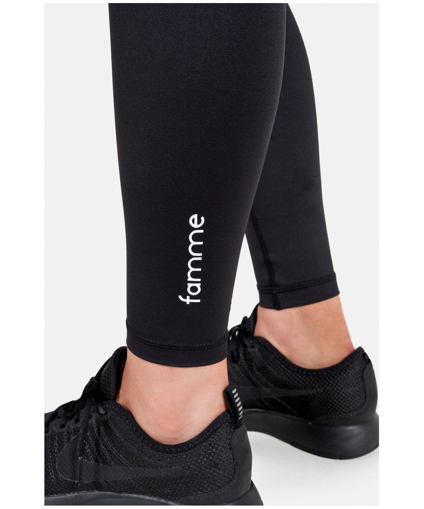 Famme Essential High Waisted Leggings Black-Famme-Gym Wear