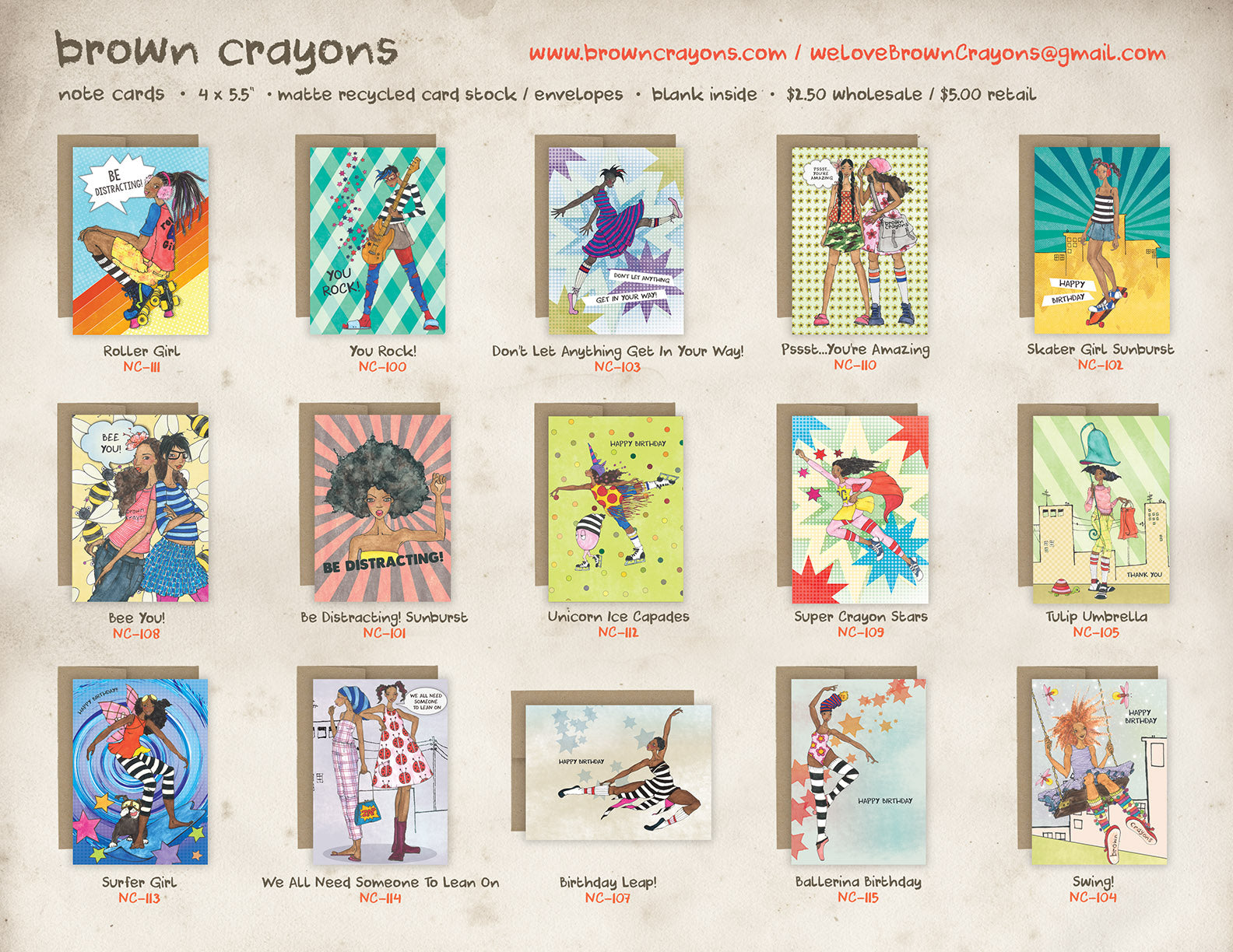 Brown Crayons Wholesale Note Cards