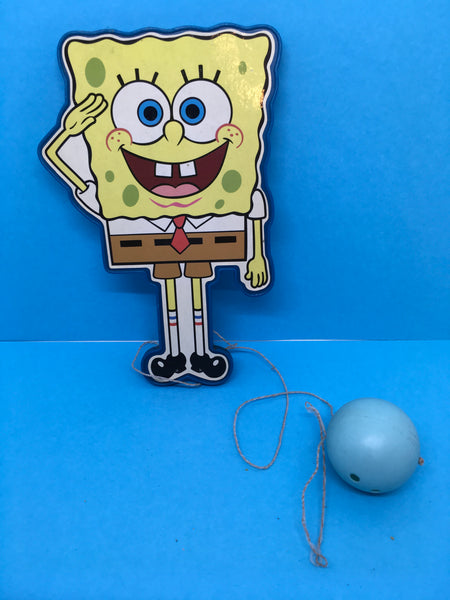 SpongeBob SquarePants Plastic Paddle Ball Party Favor Toy c. 2001
