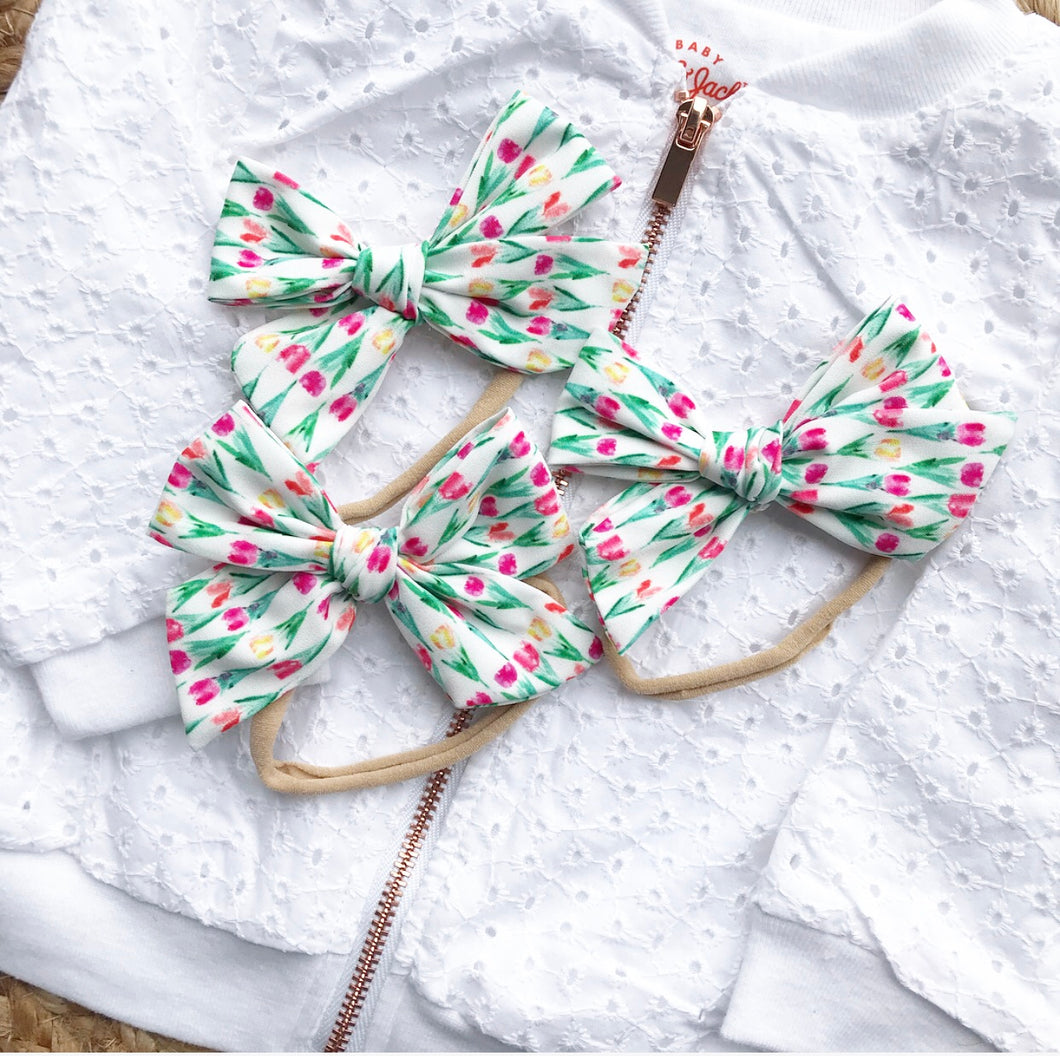 Hand-Tied Bow- Tulips