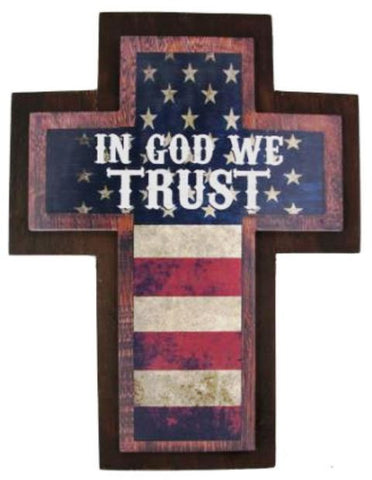 (MSSIGN191) "In God We Trust" Wood Cross Sign