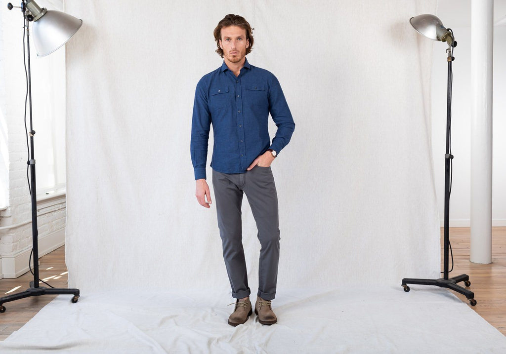 The Cadet Blue Newburn Chambray Casual Shirt
