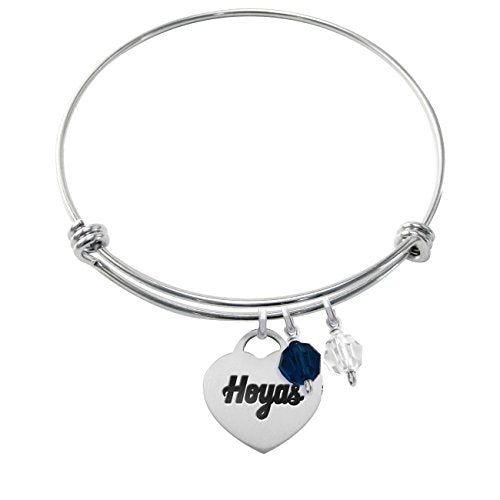 Georgetown Hoyas Stainless Steel Heart Adjustable Bangle Bracelets