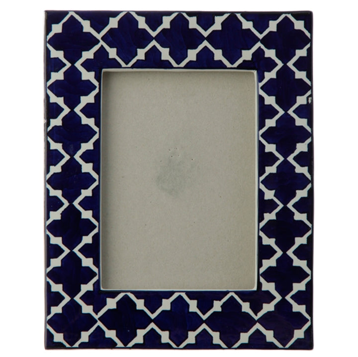 10" Blue & White Quatrefoil Frame