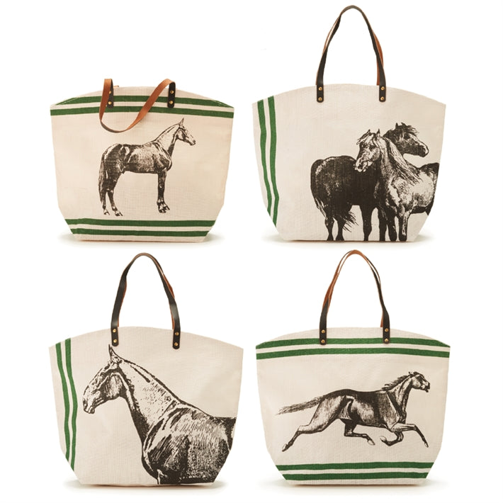 Classic Rider Horse Jute Bag