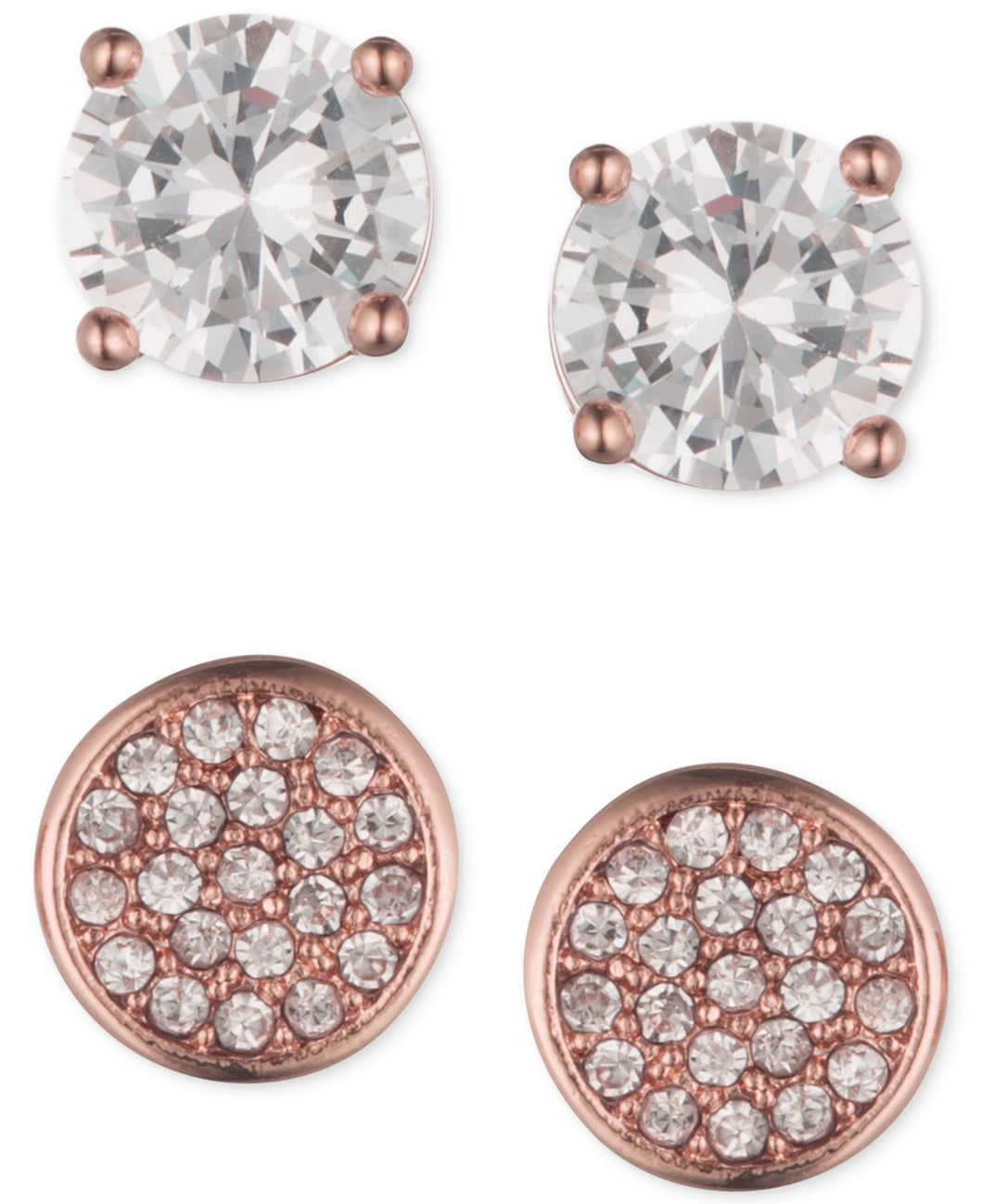 Anne Klein Rose Gold-Tone Duo Stud Earrings Set