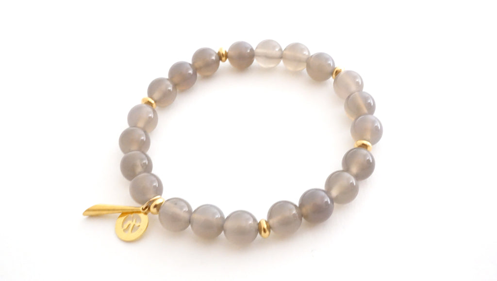 Grey Chalcedony Intention Bracelet for Caring-Beaded