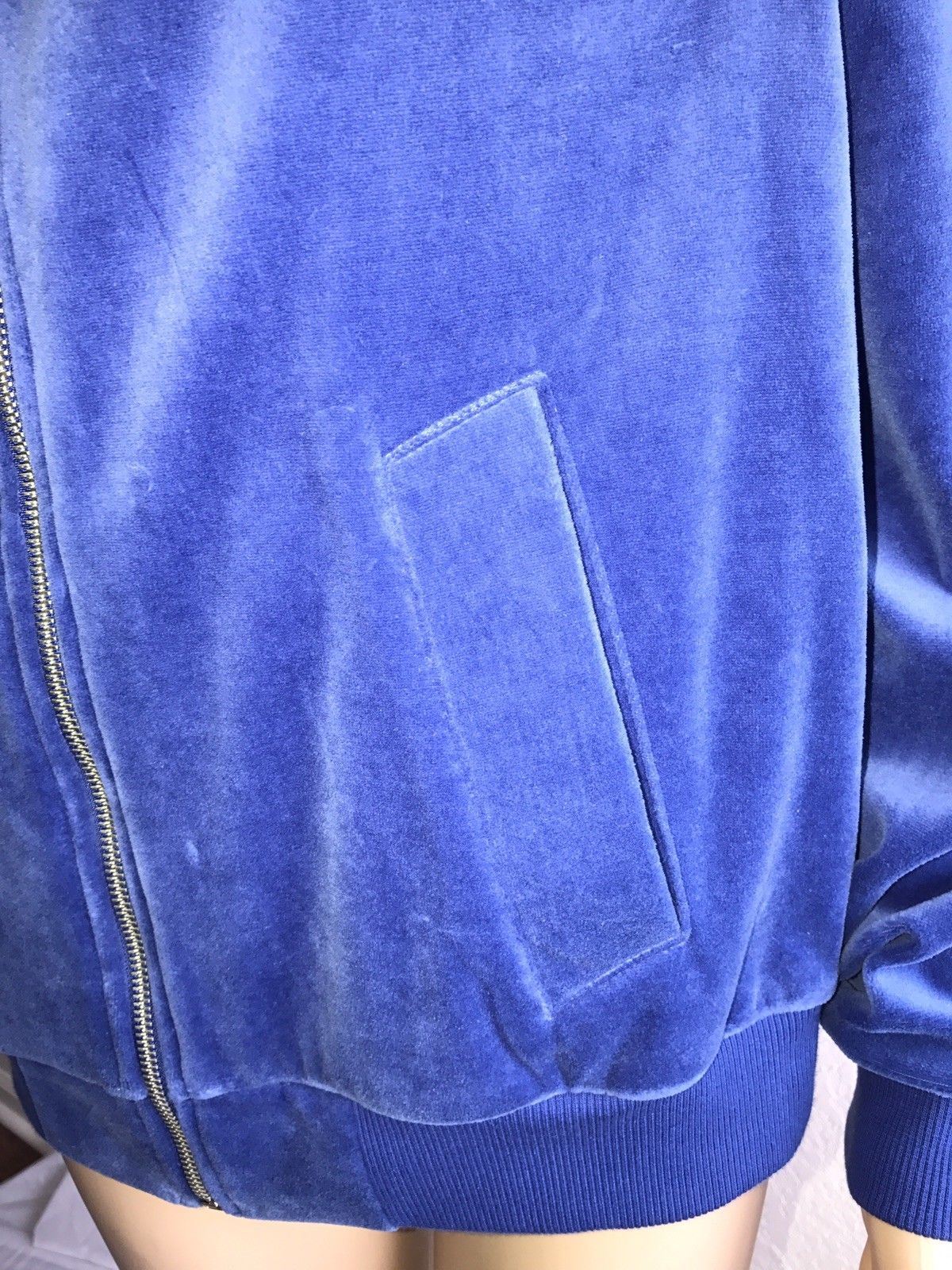 NWT $88 MICHAEL KORS Bright Royal Zip Silver Velour Bomber Track Jacket Size M