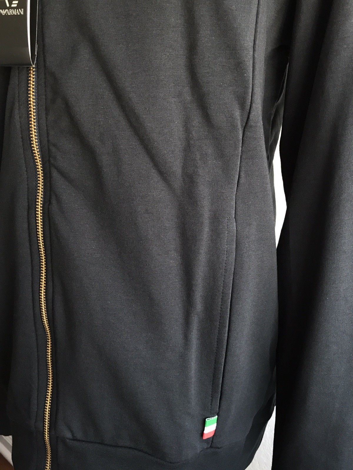 NWT $275 Emporio Armani EA7 Team Italia Mens Sports Jacket Sweatshirt Black S