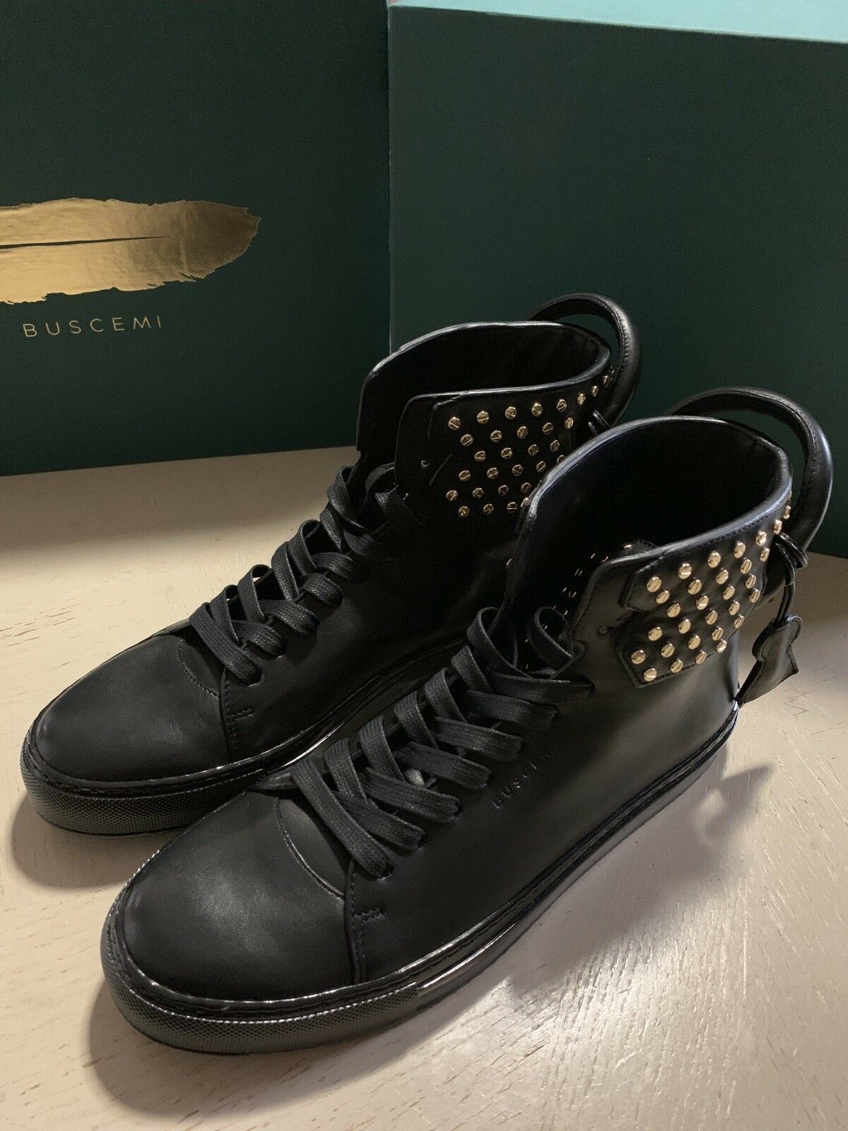 New $2570 BUSCEMI Men Leather High-Top Sneakers Black 9 US ( 42 Eu ) 1125SCSP15