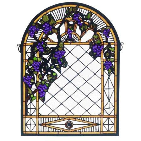 Grape Diamond Trellis Stained Glass Window- Free Shipping