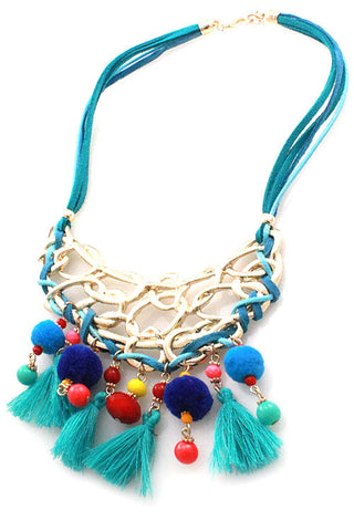 (2PCS) Suede Tassel Necklace Set