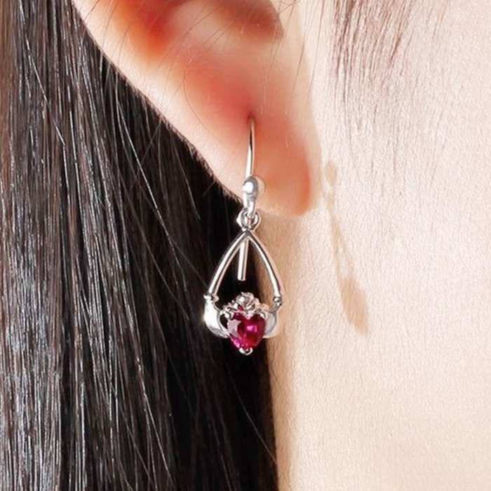 Personalised Earrings, Claddagh Earrings, Sterling Silver Earrings, Birthstone Earrings, Heart Earring, Engraving, Personalized Jewelry, Jewellery