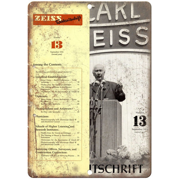 1954 - Carl Zeiss Lens Magazine Cover - 10" x 7" Retro Look Metal Sign