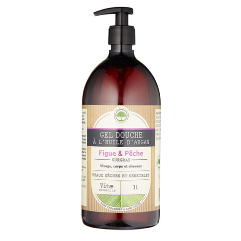 VITAE - Gel douche surgras hydratant à l'huile d'argan Figue & pêche 1L