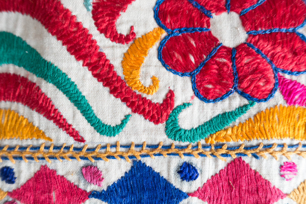 30" Indian Embroidered Floor Cushion