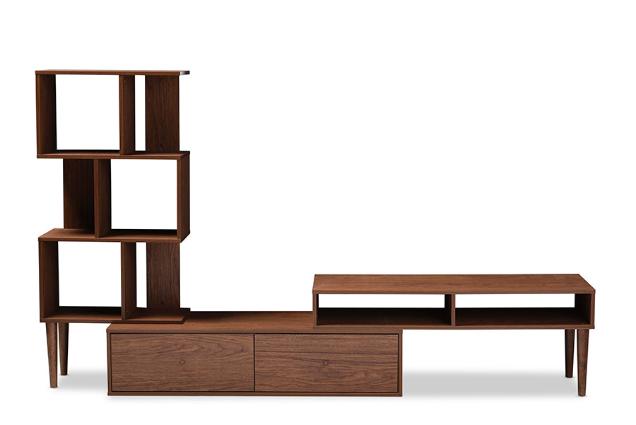Mid-Century Retro TV Entertainment Center in Walnut Brown