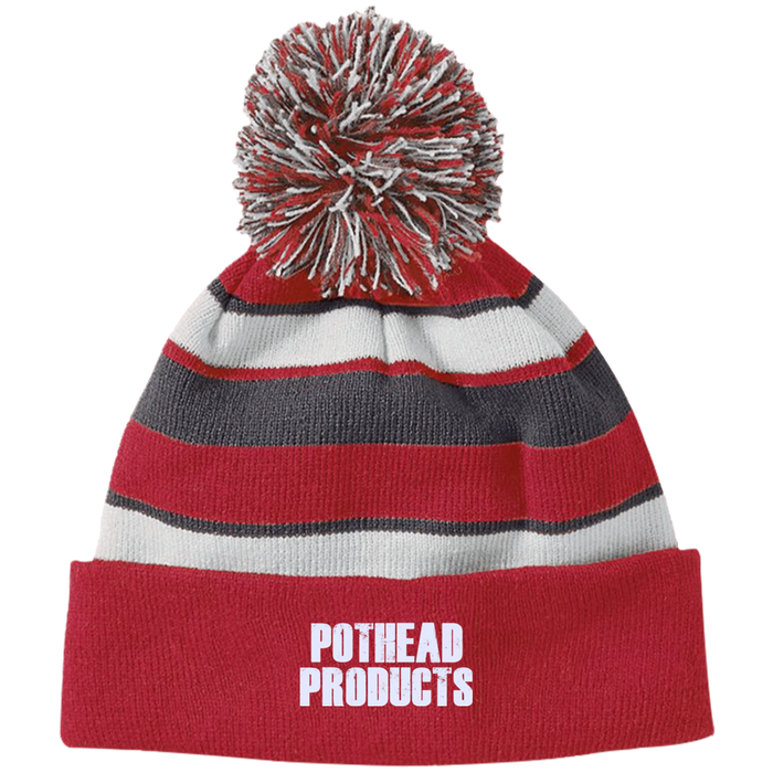 Holloway Striped Beanie with Pom