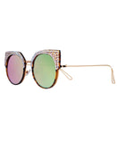 Round Cat Eye Sunglasses w/ Swarovski Crystals