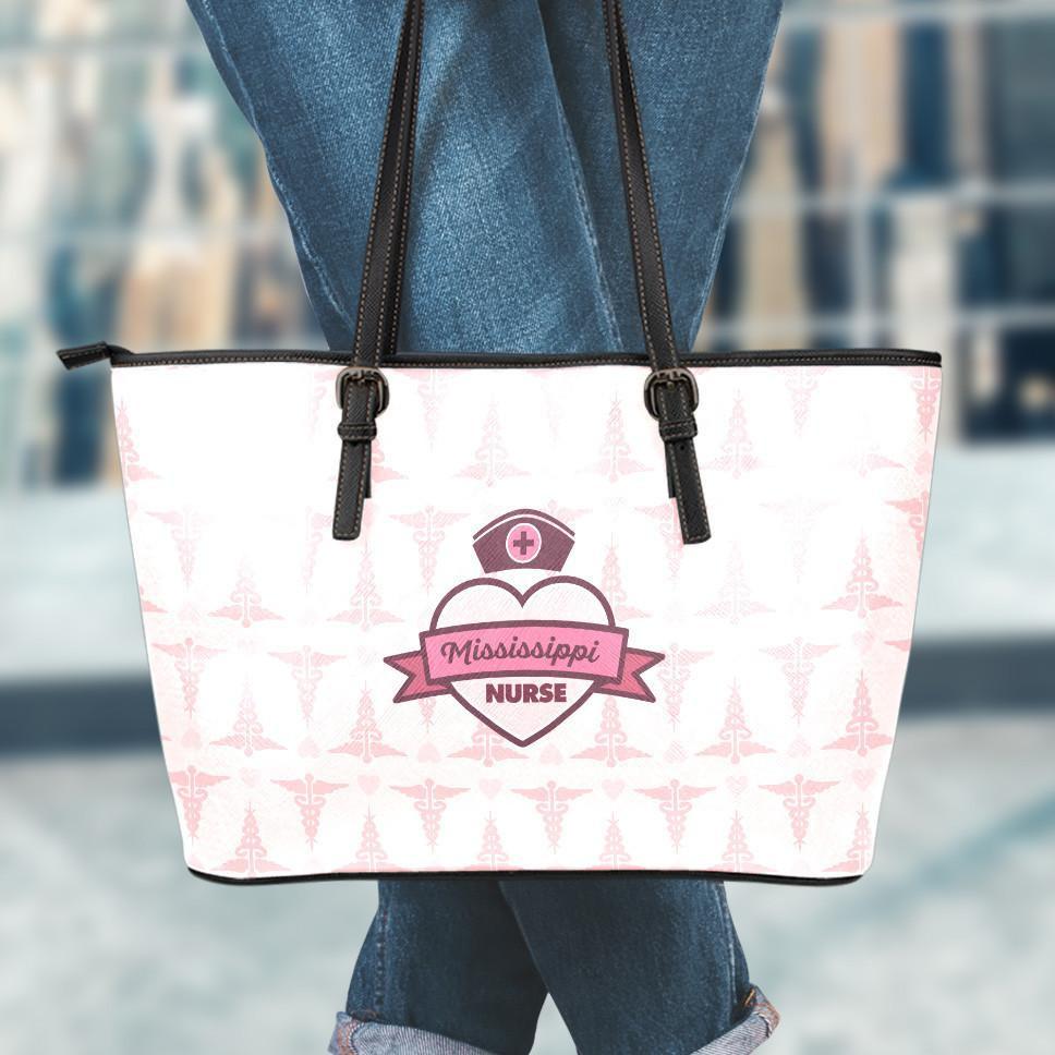MS Nurse Pink Large Leather Tote Bag