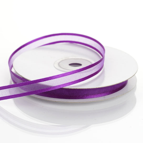 25 Yards 3/8" Purple Organza Ribbon with Satin Edge