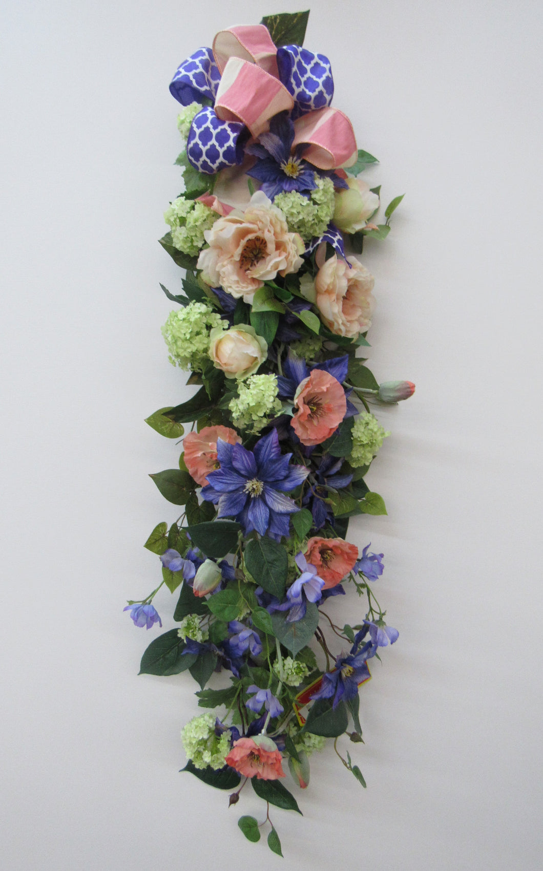 Purple and Pink Silk Floral Summer Front Door Swag /Ver36 - April's Garden Wreath