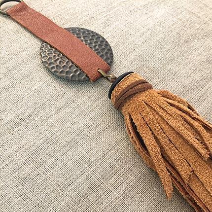 Bandhini Homewear Design Lounge Cushion Natural / 22 x 22 Tassel Tex on Natural Linen Lounge Cushion 55 x 55 cm