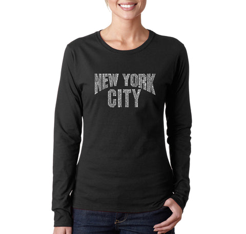 Women's Word Art Long Sleeve T-Shirt - Texas Skull