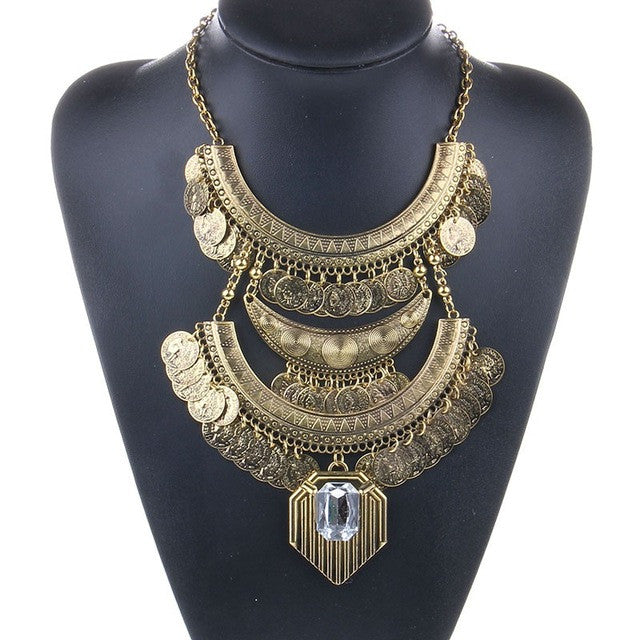 Antique Coin African Statement Tibetan Long Tassel Necklaces & Pendants