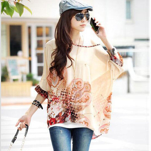 Vintage Summer Blouses Multipul Prints