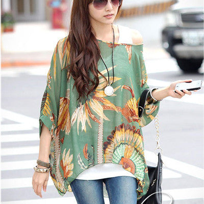 Vintage Summer Blouses Multipul Prints